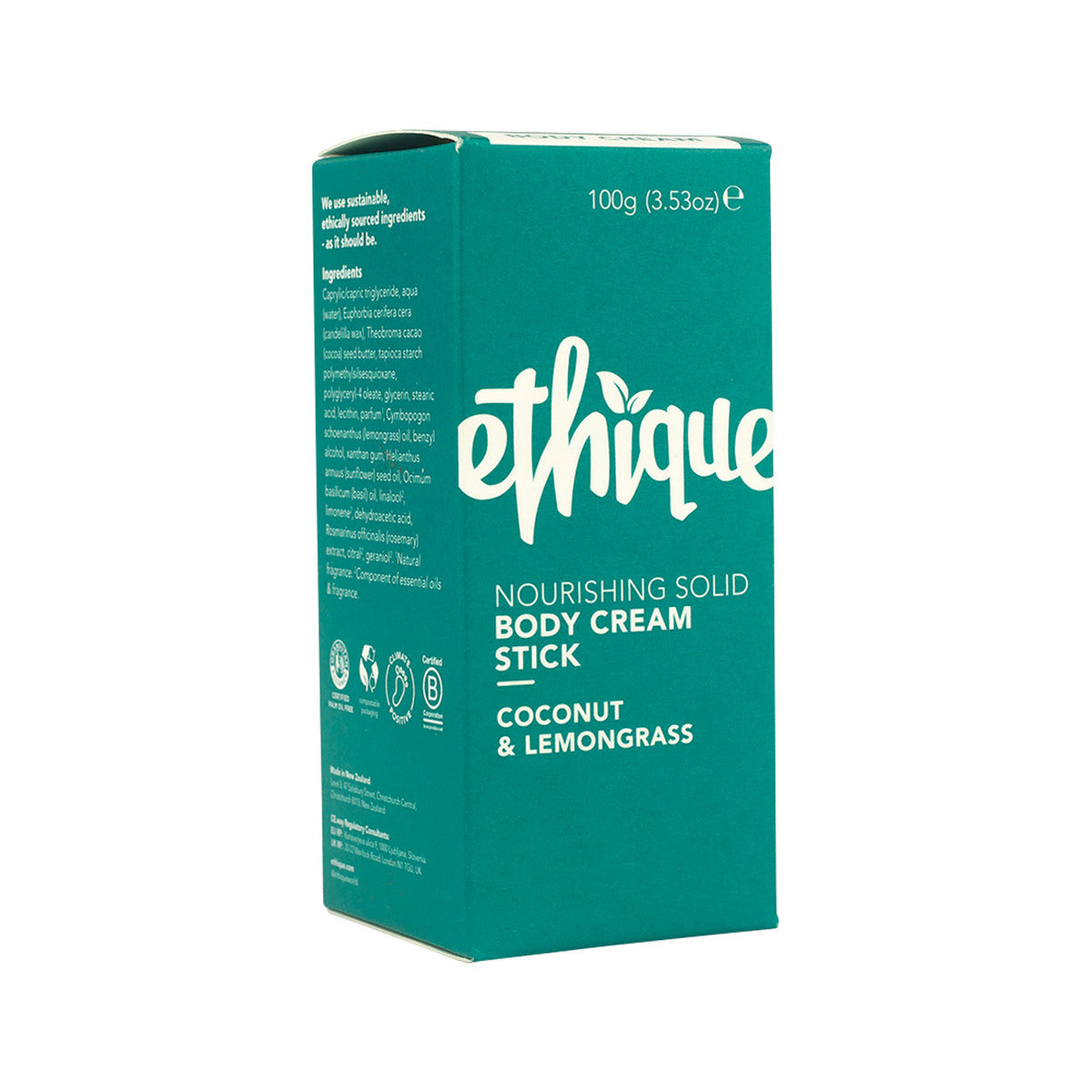 Ethique Body Cream Stick Coconut and Lemongrass 100g