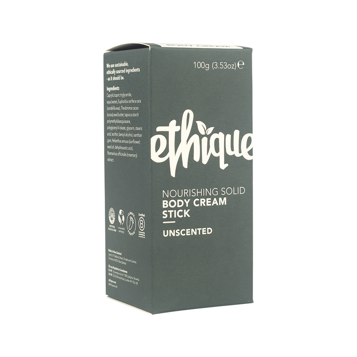 Ethique Body Cream Stick Unscented 100g