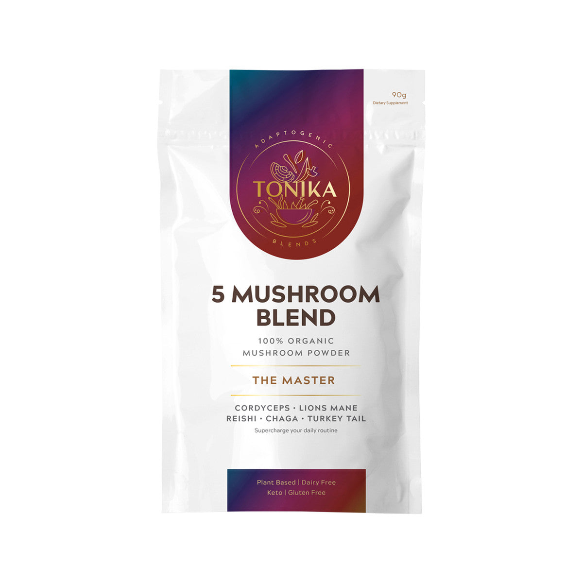 Tonika Org Mushroom Powder 5 Mushroom Blend 90g