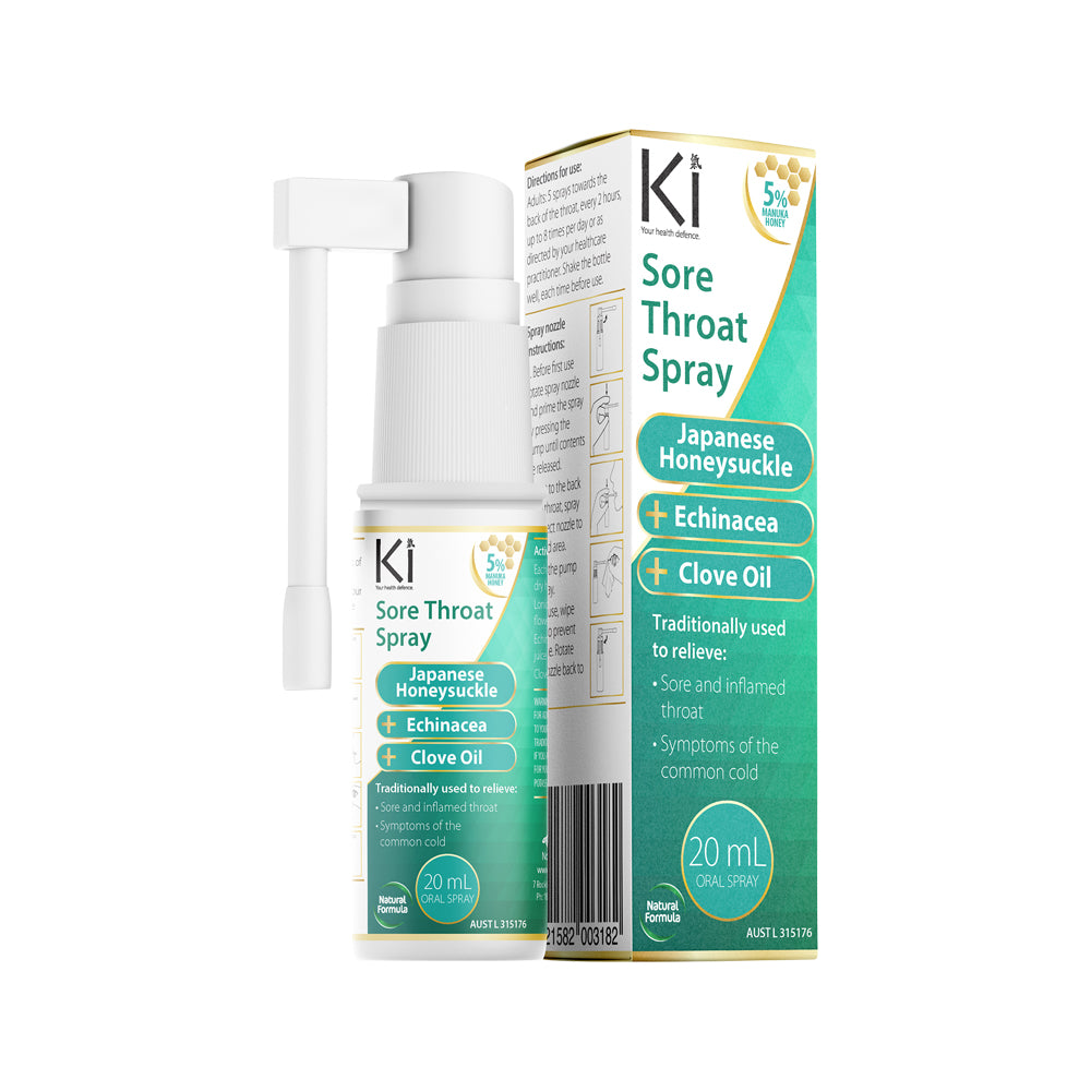 Ki Sore Throat Spray (Japanese Honeysuckle + Echinacea + Clove Oil) Oral Spray 20ml